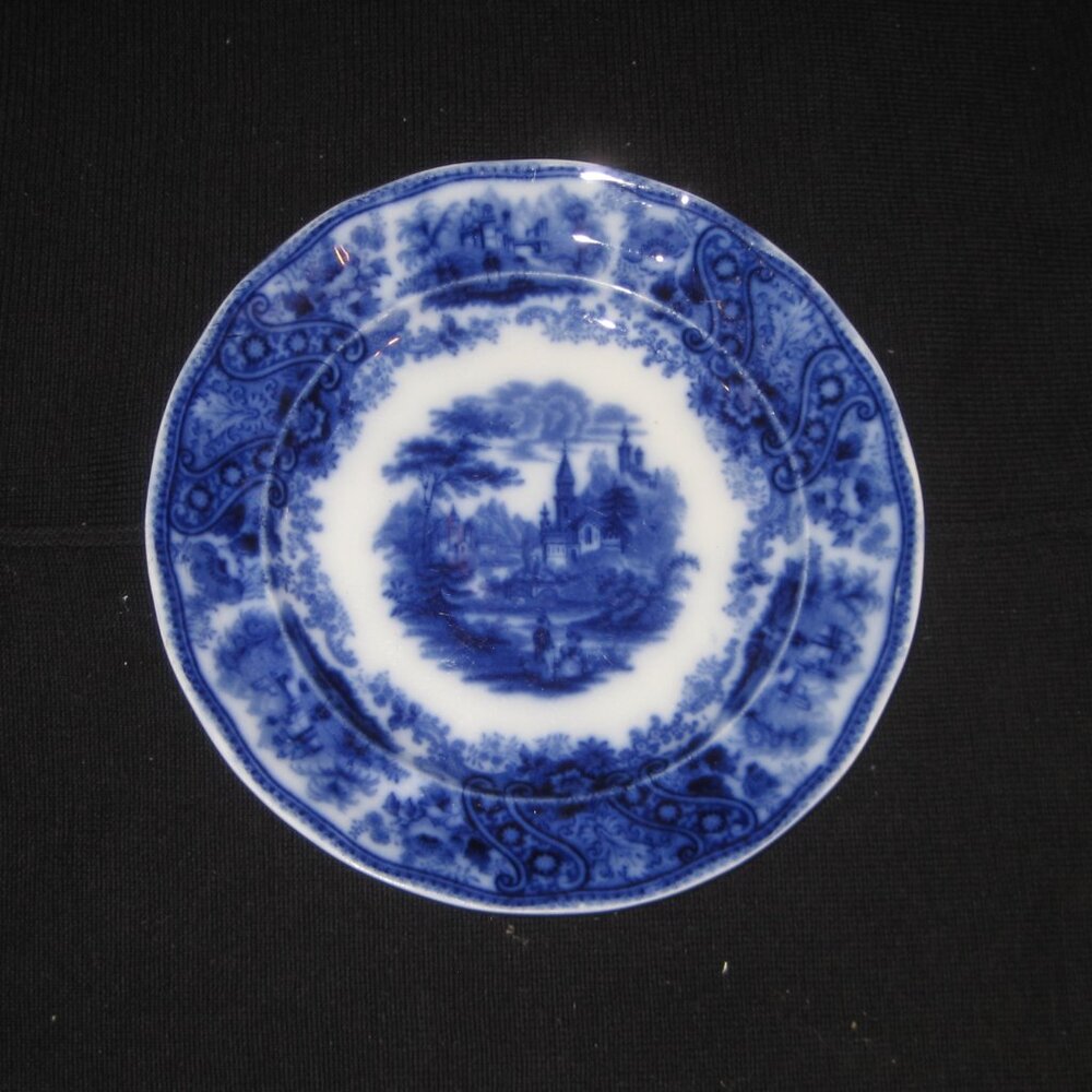 Flow Blue Plate by Burgess & Leigh Middleport Pottery 7.5" England
